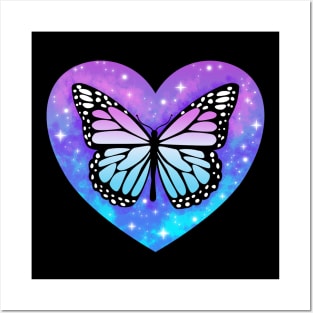 Heart Sky Stars Butterfly art Posters and Art